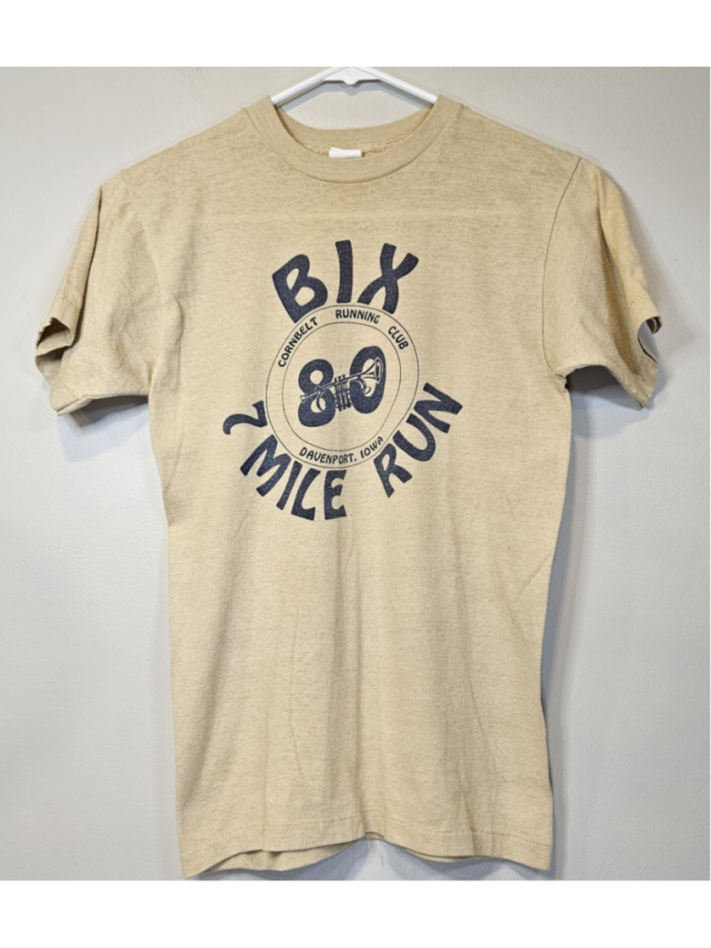 Vintage 1980 Bix 7 Mile Run T Shirt Small USA Cornbelt Running Club Iowa